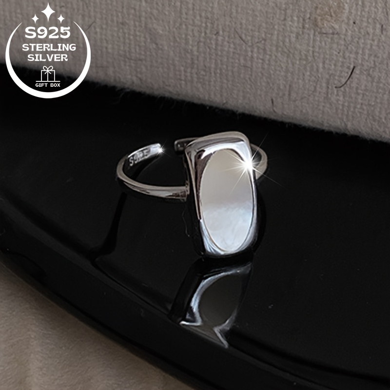 925 Silver Adjustable Ring Faux Jade Inlay Lightweight for Weddings